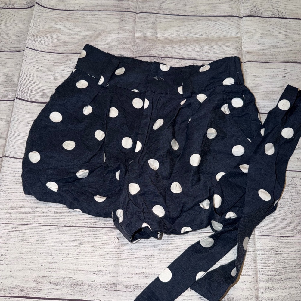 Women's Lauren Conrad Navy Polka Dot Tie Front Shorts